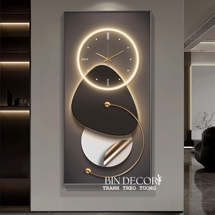 (HCM) Tranh đồng hồ tráng gương họa tiết sang trọng 4 trang trí phòng khách,quà tân gia kèm đinh