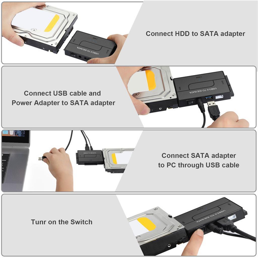 External SATA/IDE to USB 3.0 Adapter IDE SATA Adapter Compatible with USB 1.1/2.0 DC Power 12V Kit for 2.5"/3.5" Inch IDE and SATA HDD