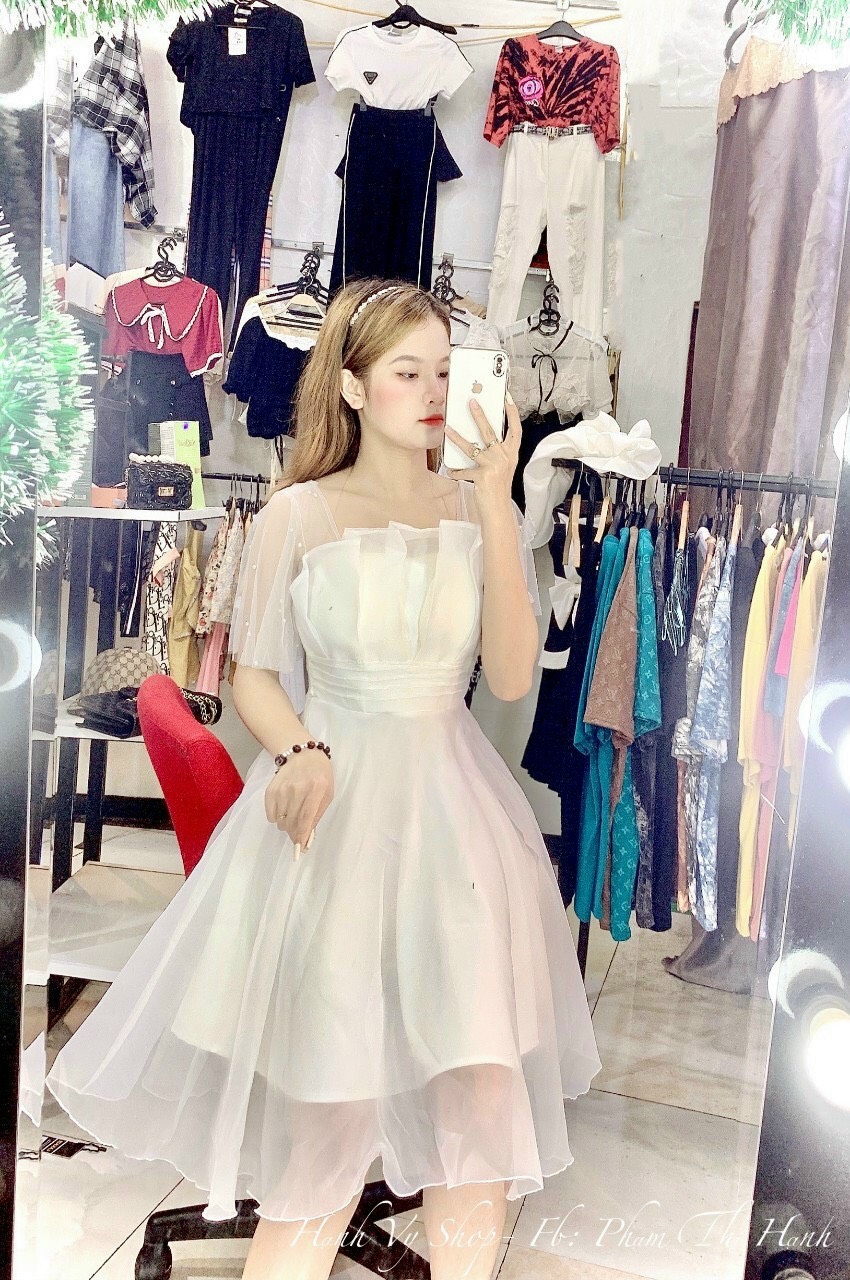 Đầm công chúa trắng dự tiệc xinh xỉu hàng thiết kế cao cấp giá rẻ đi cưới, sinh nhật, kỷ yếu miễn chê Habi Fashion