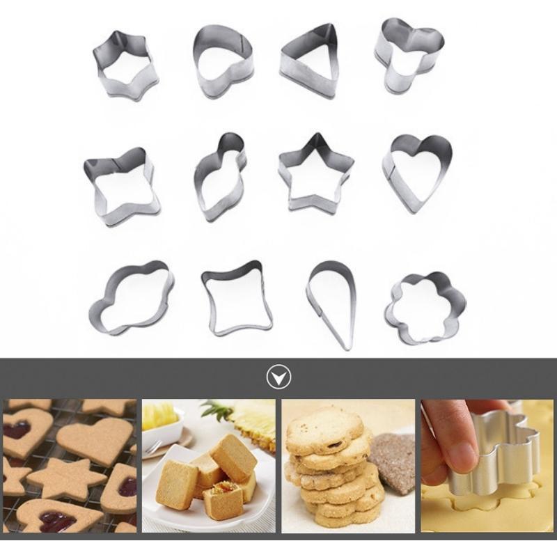 Khuôn Bánh Quy Cookies Cutter Khuôn Nhấn Bộ 12 Chi Tiết - CBQUI12MAU