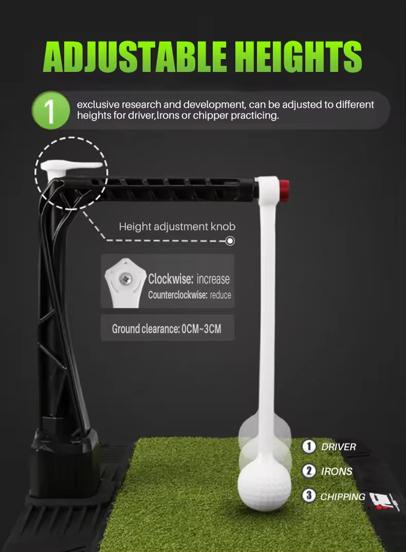 Bộ thảm tập swing golf xoay 360 PGM-HL007: nâng cấp khung chắc, đế ổn định, nút vặn chỉnh bóng cao thấp theo gậy tập .