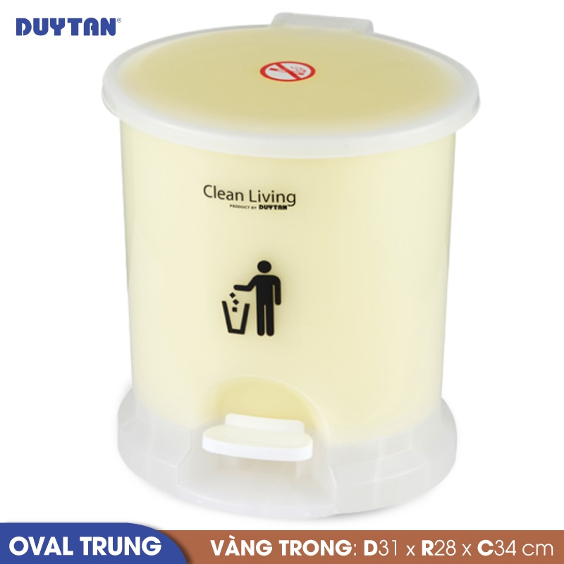 Thùng rác oval trung nhựa Duy Tân (31 x 28 x 34 cm) - 21875 - Giao màu ngẫu nhiên - Hàng chính hãng