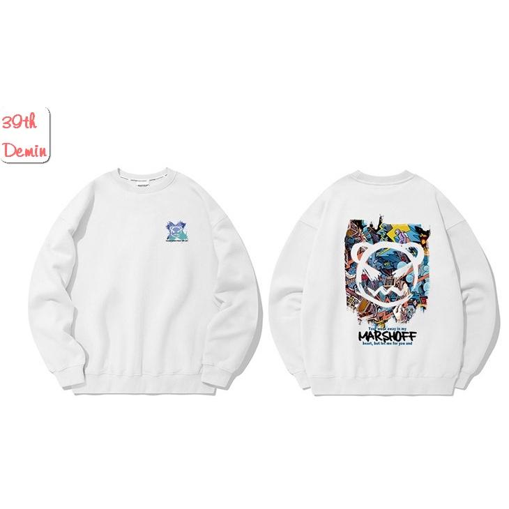 Áo nỉ NELLY graffiti MARSHOFF phong cách Hồng Kông sweater unisex Form rộng Free Size