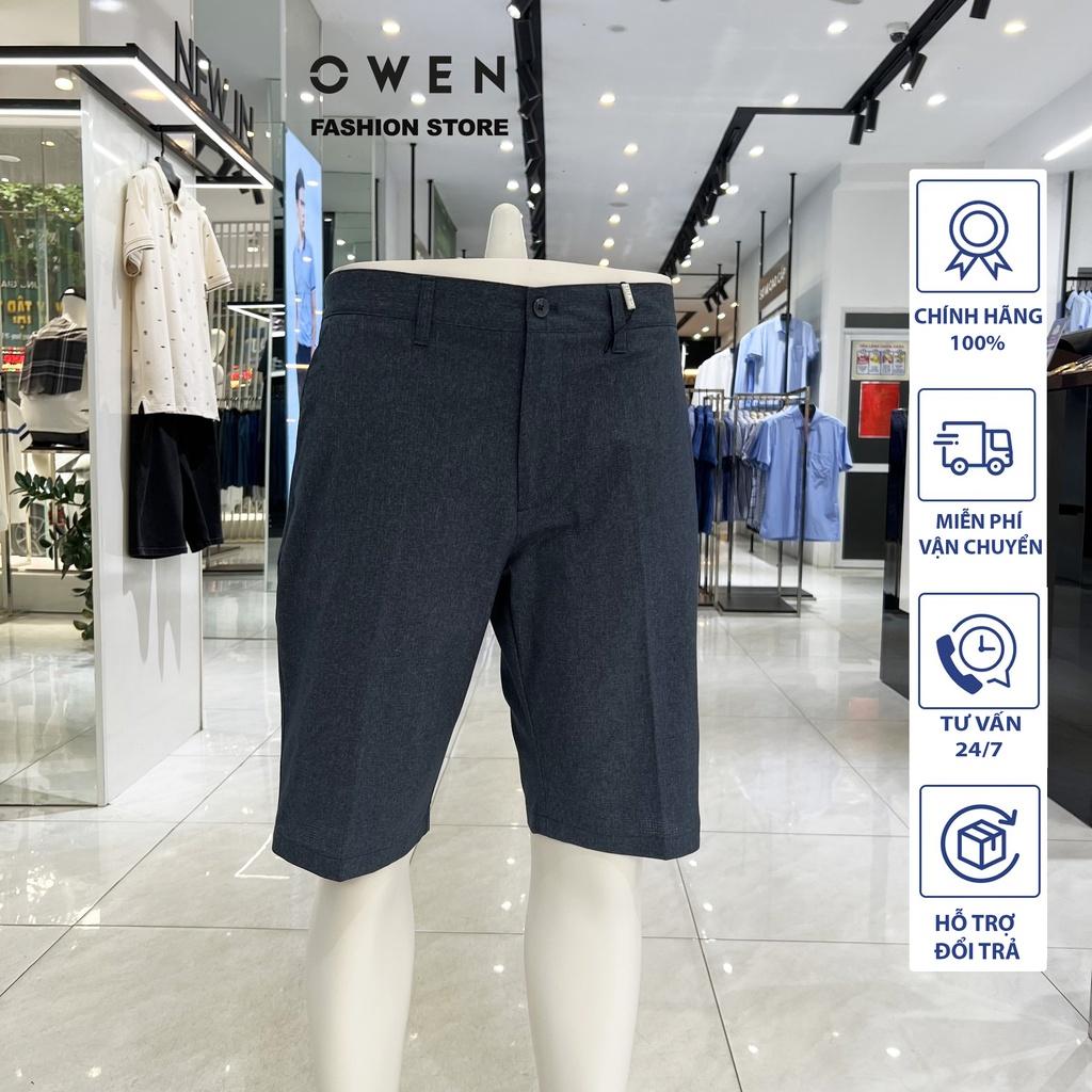 Quần short tây nam owen sợi Nano thoáng mát, lịch sự màu xanh navy SW231425