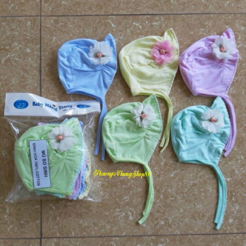 Mũ/nón cotton 2 lớp cho bé sơ sinh - 3 tháng