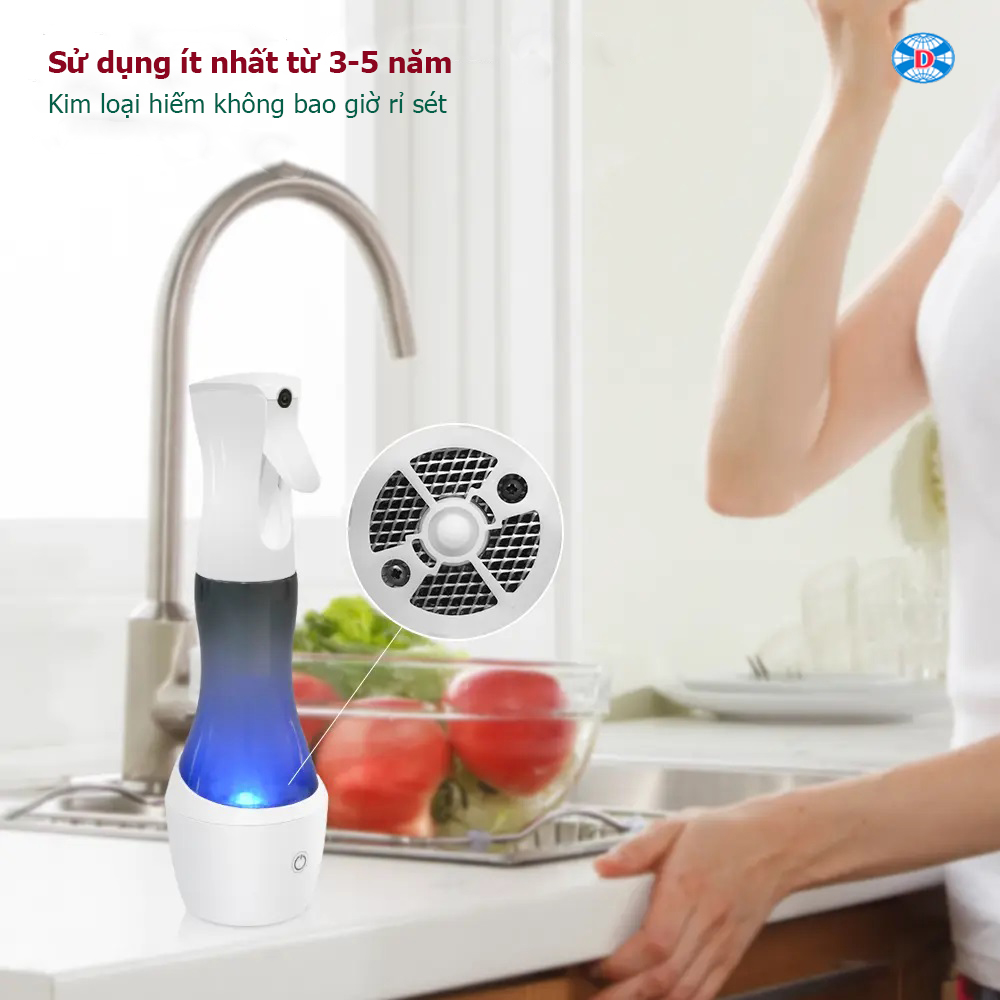 Chai xịt nước Ozone áp suất cao cầm tay đa chức năng: làm sạch, khử trùng, khử mùi GL-601 xịt khoảng cách đến 80cm