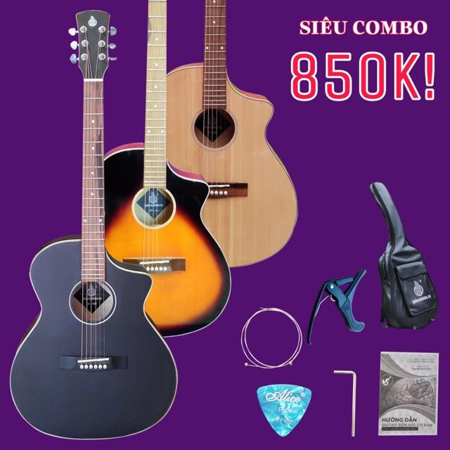 Guitar acoustic tập chơi có ty trống cong