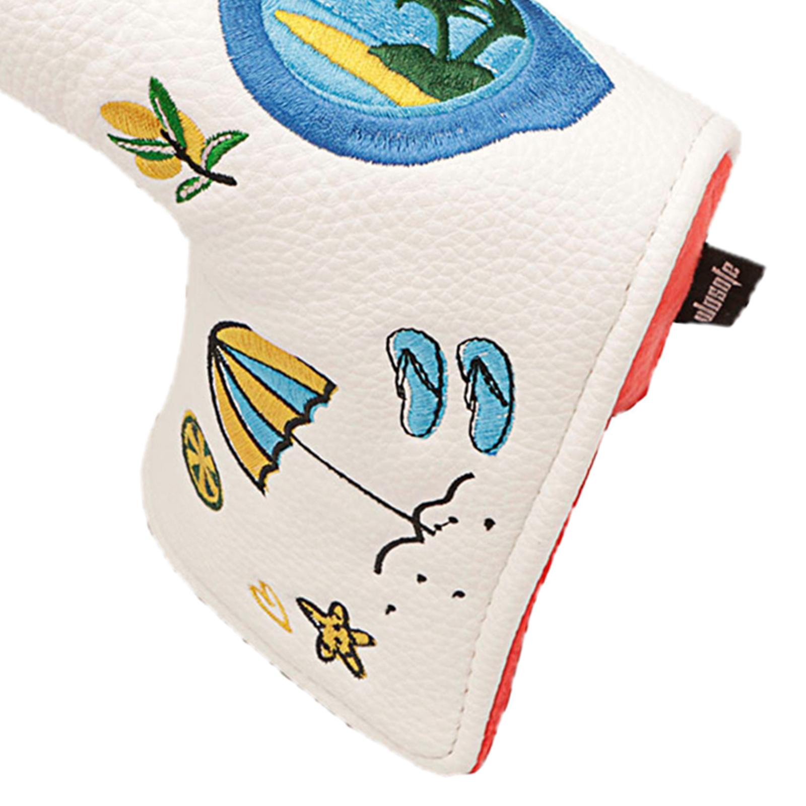 Sport Golf Putter Headcovers Magnetic Closure Embroidery Summer Elements Pattern Golf Club Head Cover Protection Waterproof Fits All Brands Men Women