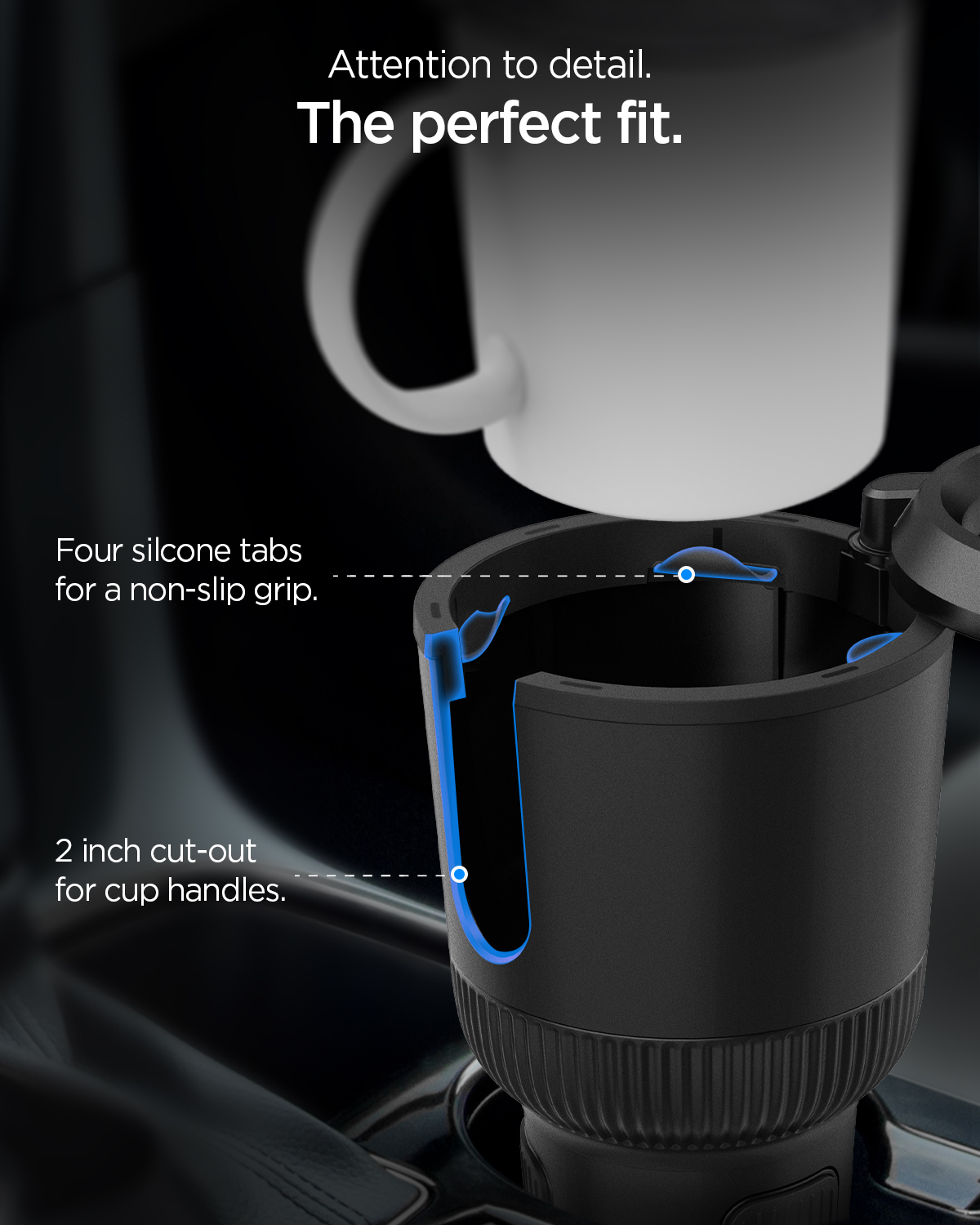 Phụ Kiện Để Ly Trên Xe Hơi Spigen Hydrohub Cup Holder Black CH100 - Hàng Chính Hãng