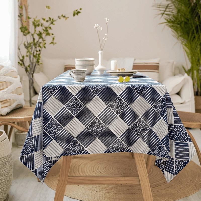 Khăn Trải Bàn Vải Canvas Sọc Caro, Họa Tiết Đơn Giản, Vintage. Thảm Trải Picnic