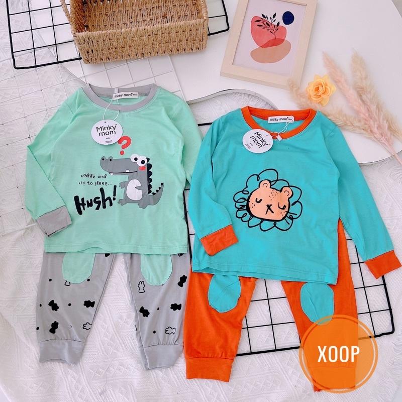 BỘ DÀI THUN LẠNH IN HOẠ TIẾT VÁ GỐI TRÒN CHO BÉ