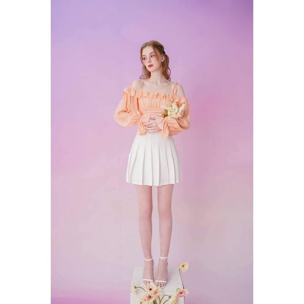 Áo kiểu nữ Méo shop hai dây trễ vai bèo nhún phong cách Hàn Quốc Kandy