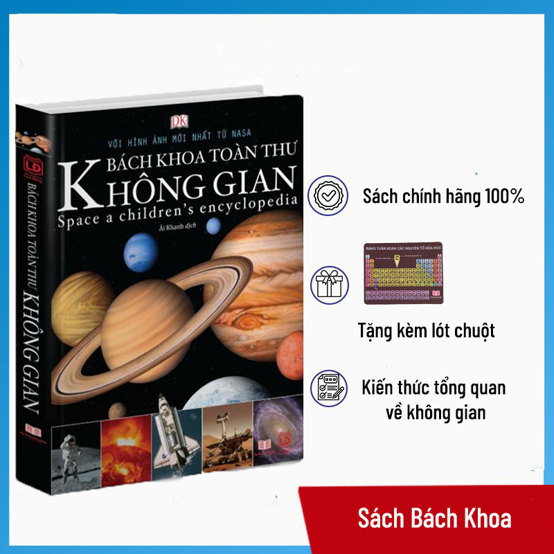 Sách bách khoa toàn thư không gian khoa học vũ trụ - bìa cứng in màu