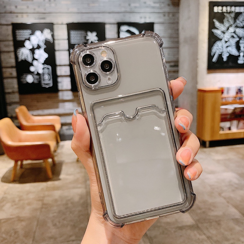 Ốp lưng Iphone chống sốc trong suốt có ngăn đựng thẻ dành cho Iphone 11 / Phone 11 Pro / Iphone 11 Pro Max / Iphone 12 / Iphone 12 Pro / Iphone 12 Pro Max / Iphone 13 / Iphone 13 Pro / IPhone 13 Pro Max / Iphone 14/ Iphone 14 Pro / Iphone 14 Pro Max