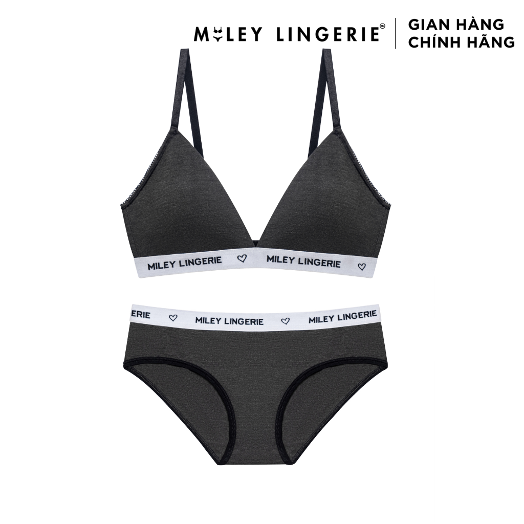 Bộ Đồ Lót Mút Mỏng Không Gọng thời Trang Và Quần Đồng Bộ Cotton Tự Nhiên Viền Lưng Logo BeingMe Miley Lingerie