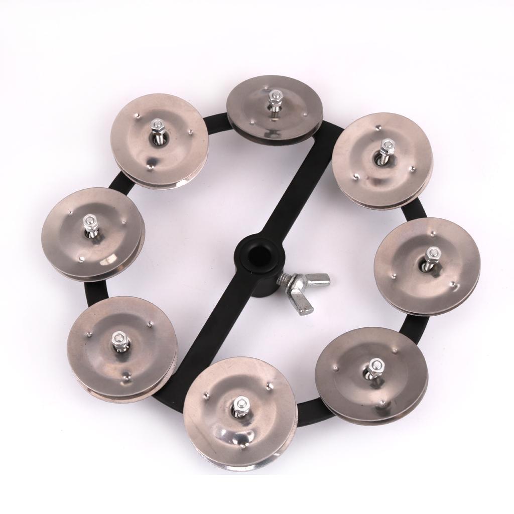 Professional Hi Hat Tambourine with Single Row Steel Jingles Percussion Instrument