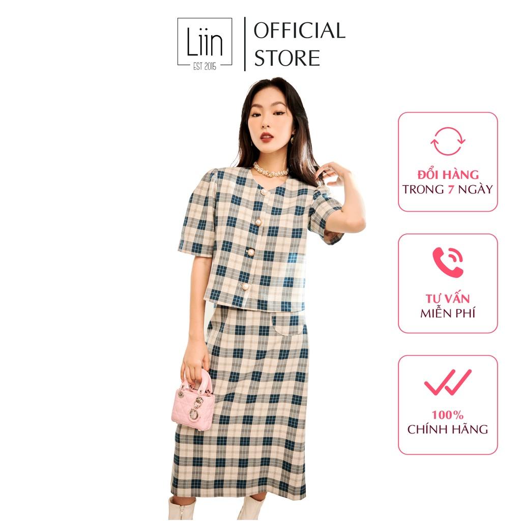 Set váy họa tiết kẻ caro trẻ trung, sang trọng