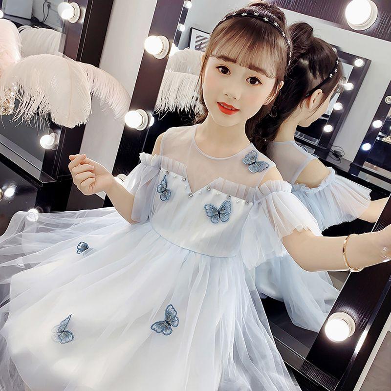 CHENGRUI Cô gái ăn mặc mùa hè váy trẻ em lưới váy công chúa đỏ váy cô gái nhỏ phong cách phương Tây fluffy lụa váy nàng tiên