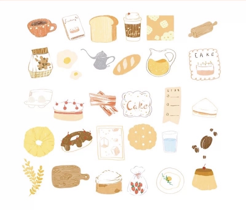 Gói 60 pcs stickers vẽ tay dễ thương dùng để trang trí DiY - Tag đỏ