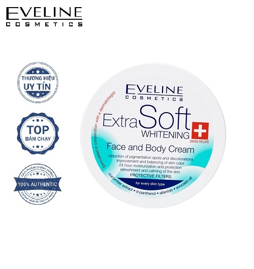 Kem làm trắng da Eveline Whitening Face and Body Cream Extra Soft 200ml 