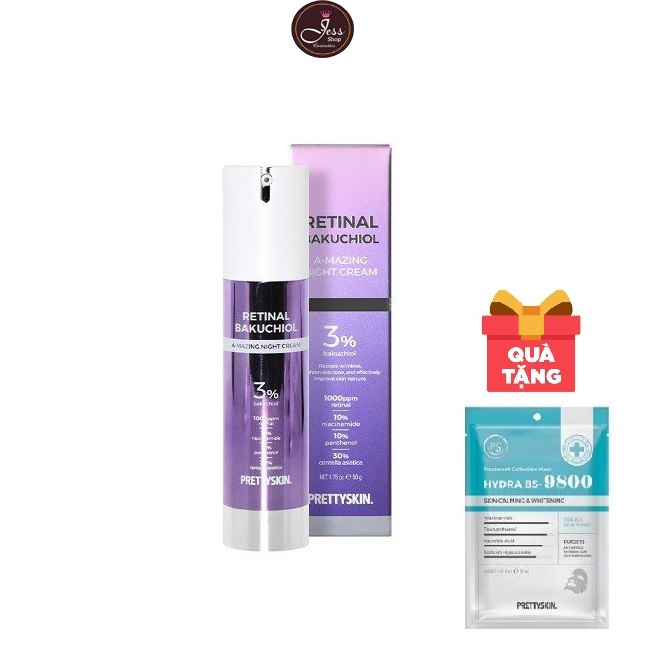 Kem Dưỡng Ban Đêm Tái Tạo Trẻ Hóa Làn Da PrettySkin Retinal BakuChiol A-Mazing Night Cream 50g