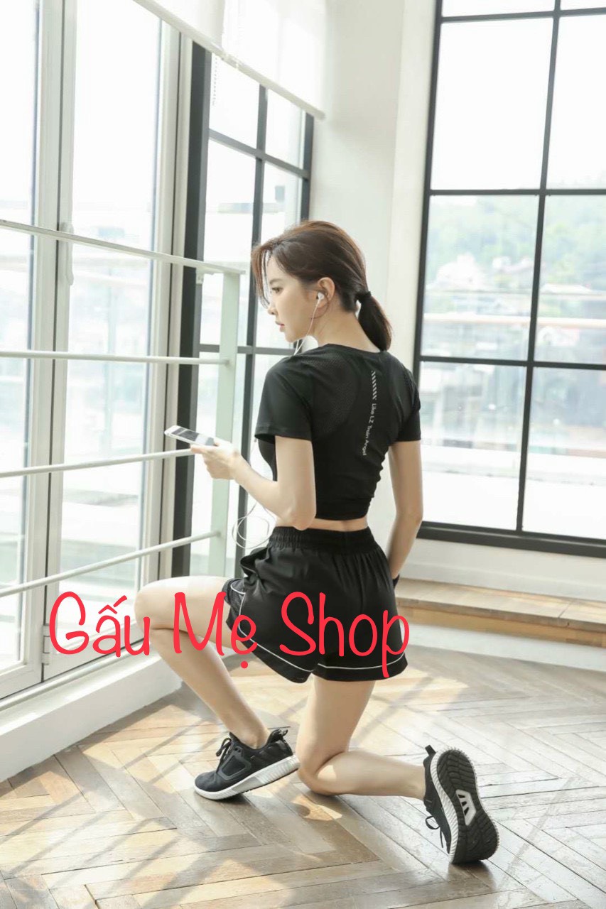 Bộ Đồ Nữ Tập Thể Thao Gồm Quần Short Và Áo cộc Tay Tập Gym, Yoga Chất Thun Cao Cấp