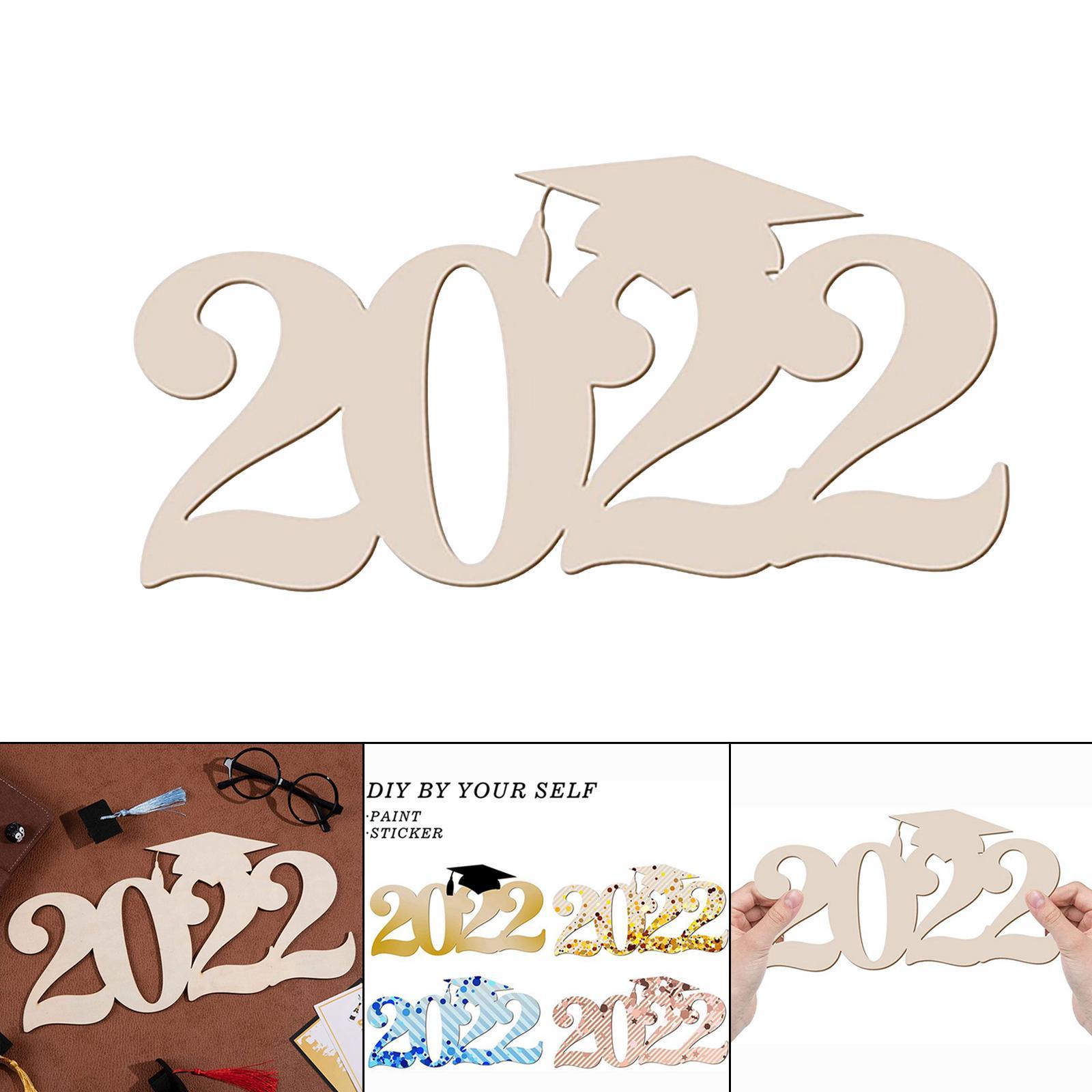 2022 Graduation Wooden Sign Smooth Number Ornaments for Decoration Home Door