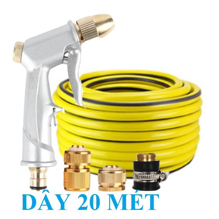 Bộ dây vòi xịt bơm nước tưới rửa , tăng áp 3 lần, loại 20m 206587 đầu đồng, cút đồng