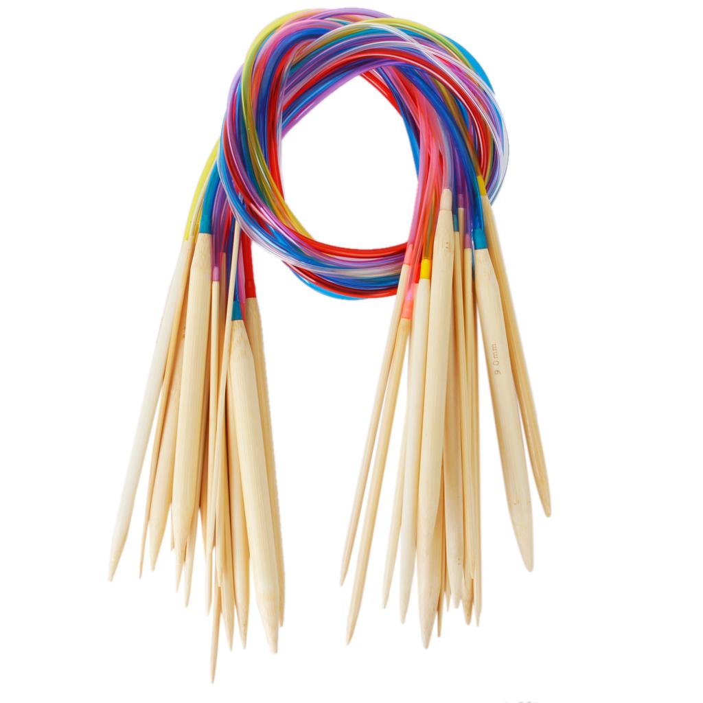 93 Pieces Carbonized Bamboo Straight Knitting Needle &amp; Circular Knitting Needle with Colorful Tube