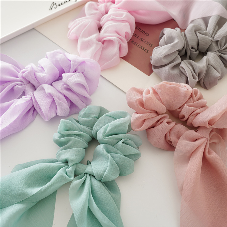 Dây buộc tóc Scrunchies lụa dáng dài dễ thương HD78