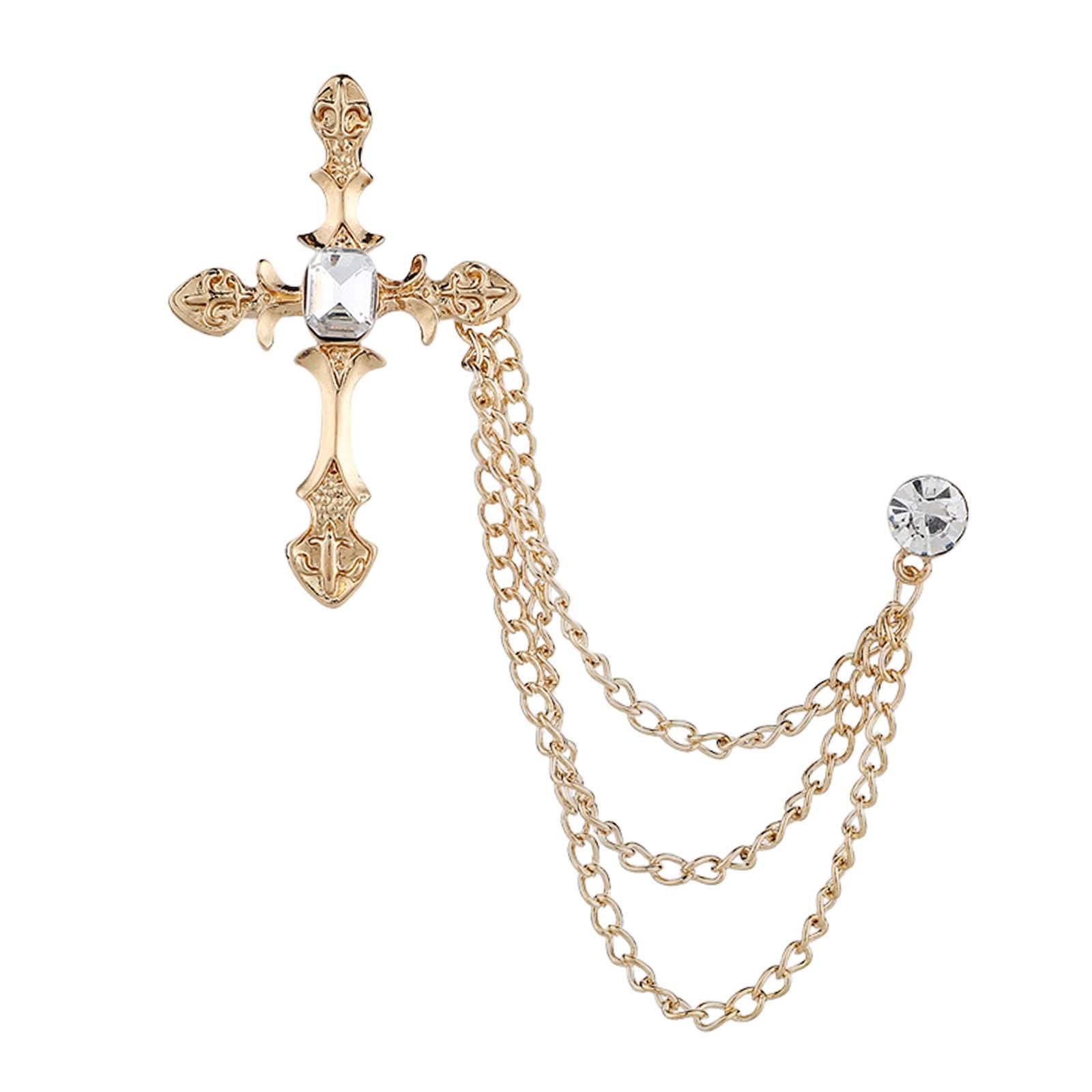 Brooch Lapel Pin Chain Tie Clips Collar Pin for Women Men Tuxedo Accessories