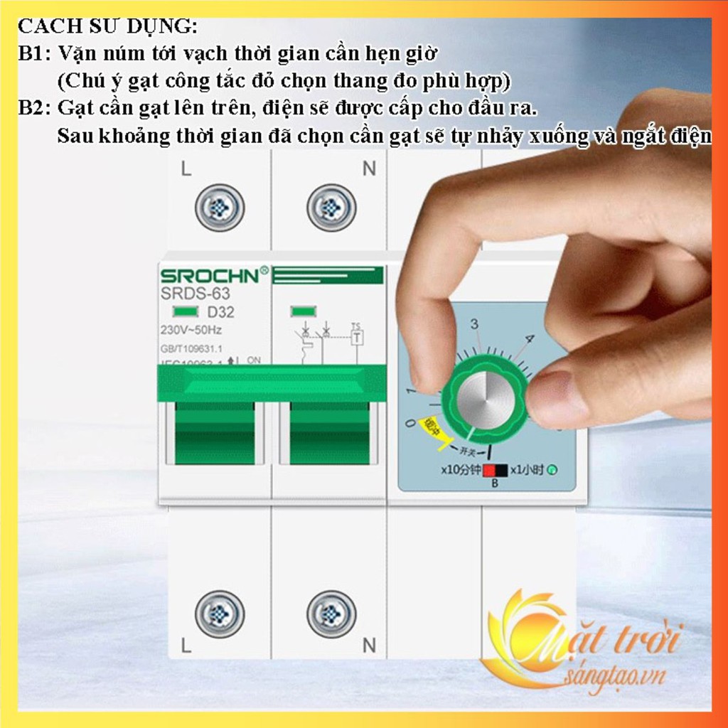 Cầu dao,aptomat hẹn giờ tự động đếm ngược tối đa 120 phút ngắt thiết bị 63A 220V