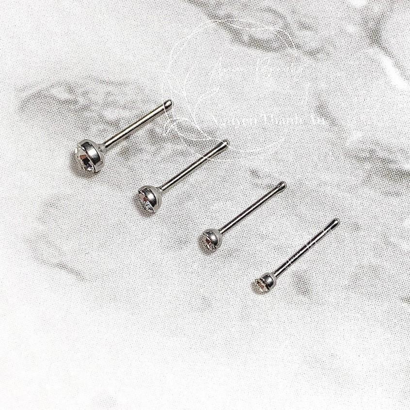 Khuyên cánh mũi đá trắng thẳng bằng thép y tế xỏ khuyên piercing - XUÂN SHOP