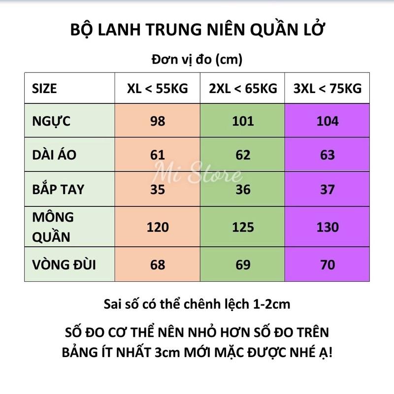 Bộ LANH TRUNG NIÊN nhiều size QUẦN LỞ, 2 túi quần, ảnh và video thật