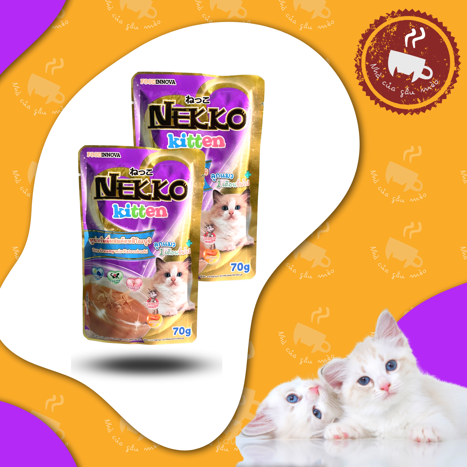 Pate NEKKO Kitten creamy cho mèo con - dành cho Mèo con từ 1-12 tháng tuổi 70g (vị mới)