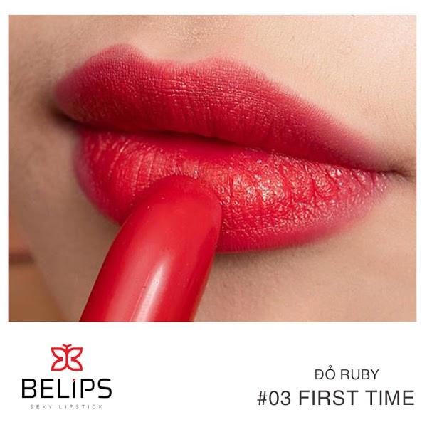 Son thỏi lì màu Đỏ Ruby First Time Belips Sexy Lipstick (3,7G)