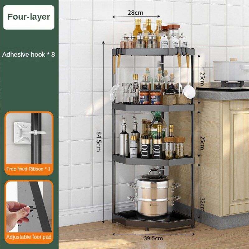 Kệ gia vị nhà bếp 4 tầng thép không gỉ Kitchen Storage Shelf Spice