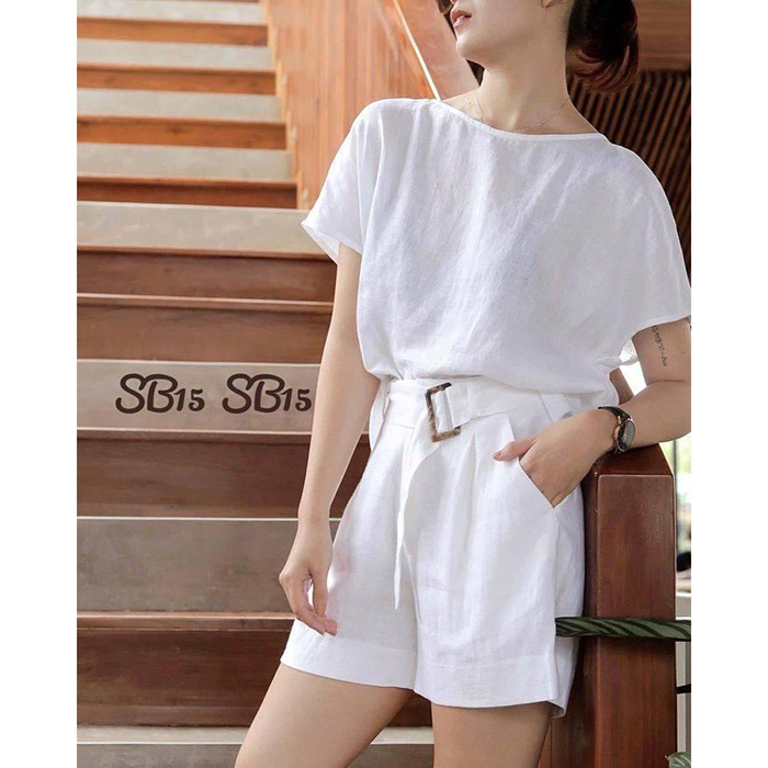 Bộ đồ linen áo tay cánh rơi kèm quần short trẻ trung ArcticHunter, thời trang thương hiệu chính hãng