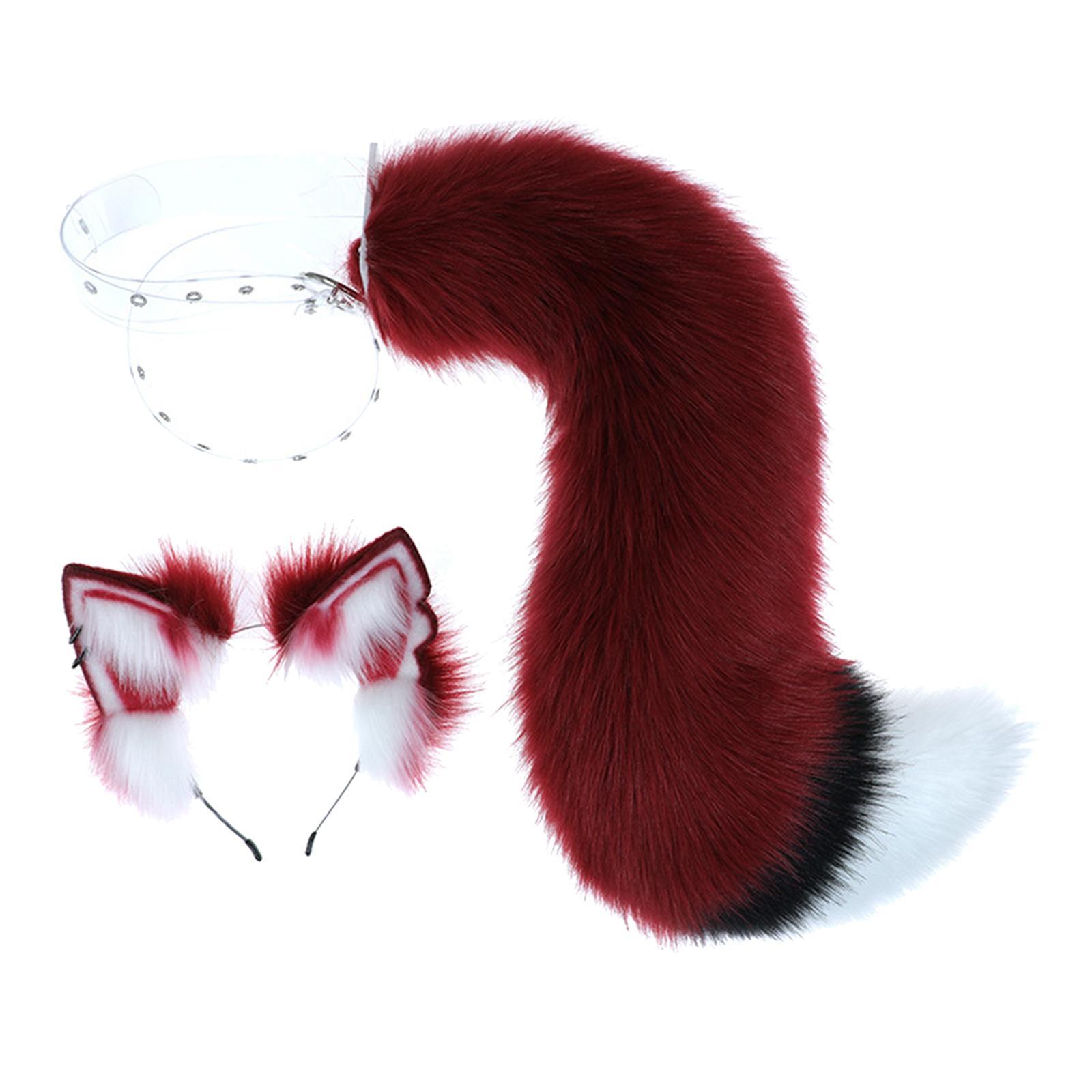 Wolf Ears and Tail Set Costume Accessories Hair Clip for Performance Halloween