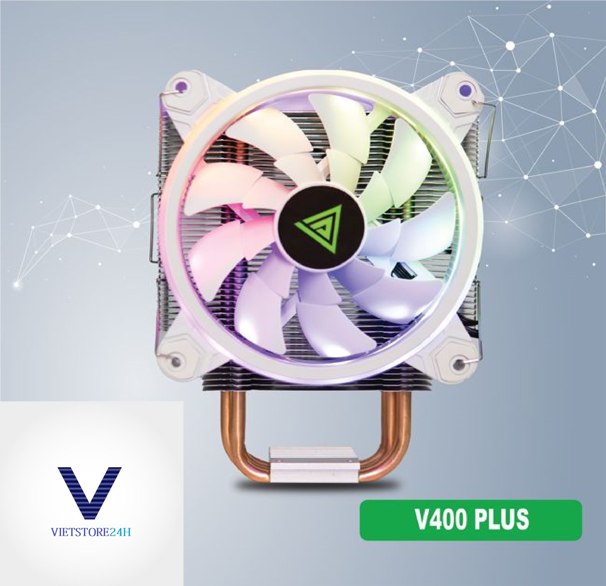 Quạt tản nhiệt VSP Fan LED ARGB V400 Plus (Tản 4U, kích thước 12cm, màu Trắng) - Hàng chính hãng