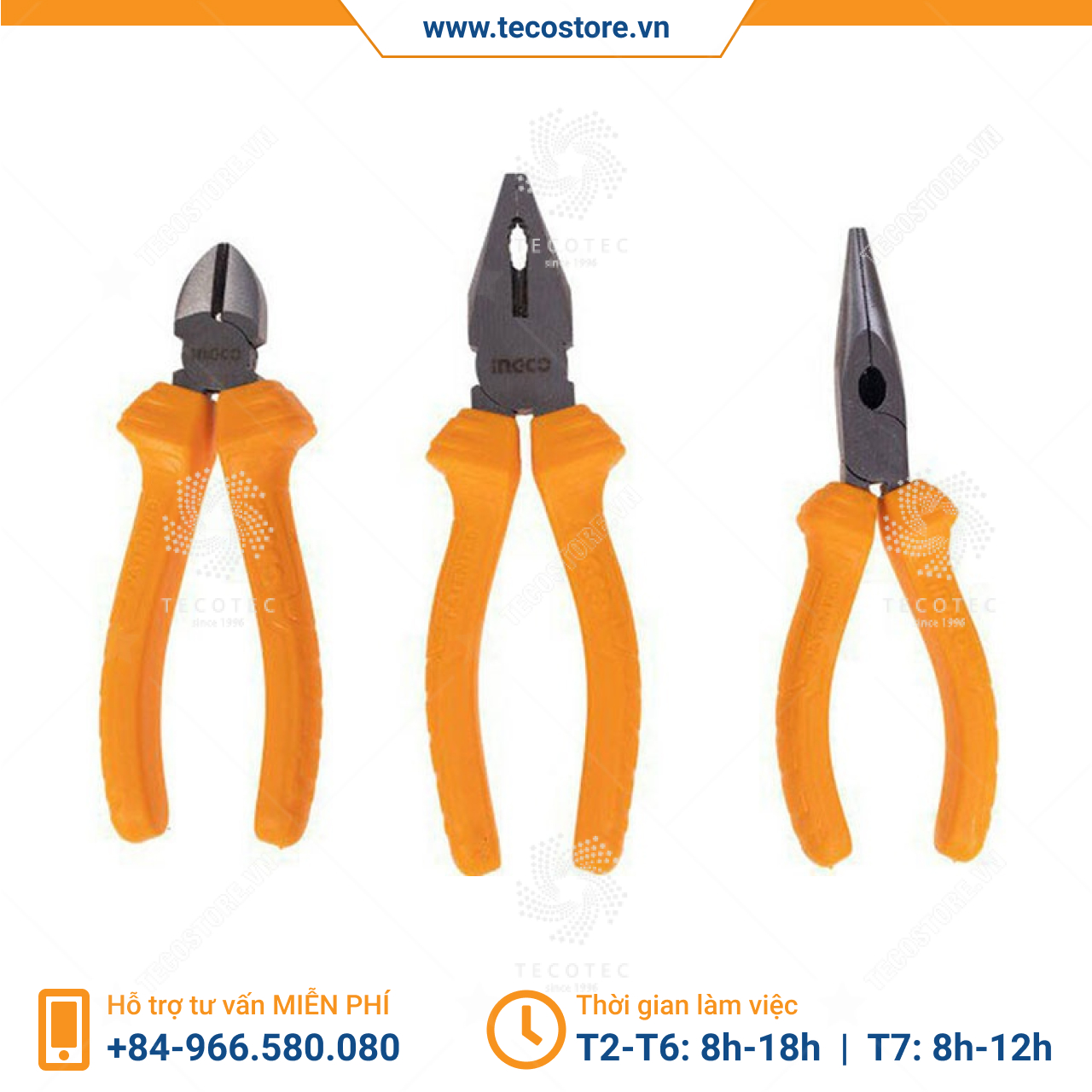 Bộ 3 kìm răng, cắt và mũi nhọn INGCO HKPS08311