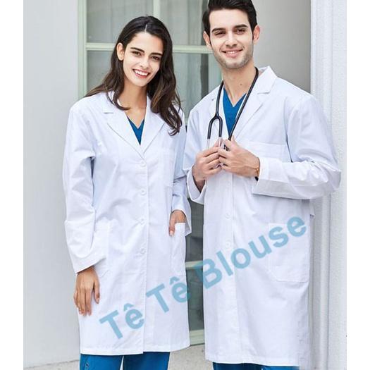 Áo Blouse Dài Ngang Gối, Dài Tay Nam Nữ, Áo Choàng Bác Sĩ, Phòng Thí Nghiệm, Thẩm Mỹ Viện, Vải Lon Nhật Và Thô