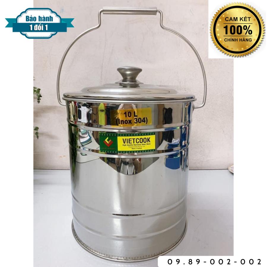 Bình đựng nước sữa, nước, thực phẩm inox 304 10 lít,15 lít, 20lít ko vòi ,Xô inox có nắp đậy