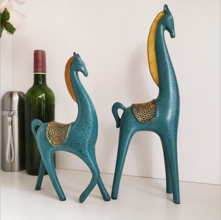 Cặp tượng ngựa trang trí decor mang lại hạnh phúc sung túc an lộc chất liệu hỗn hợp , sơn thủ công độ chi tiết