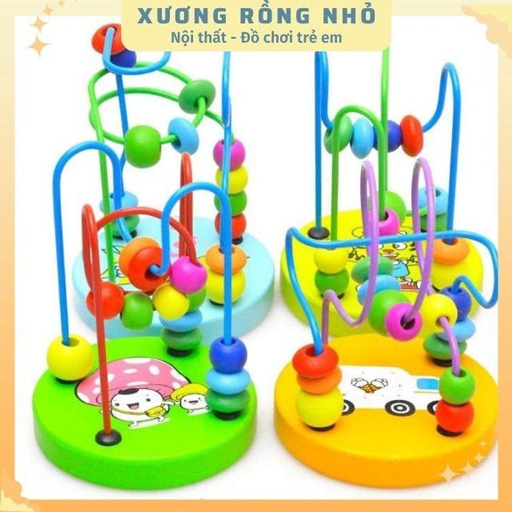 Size lớn - Đồ chơi xe kéo luồn hạt bằng gỗ cho bé phát triển tư duy