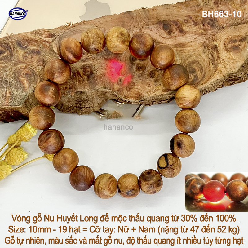 Vòng Nu huyết long Thấu quang để mộc hàng VIP Mùi thơm vĩnh viễn, được tuyển chọn từng hạt - Bracelet of HAHANCO