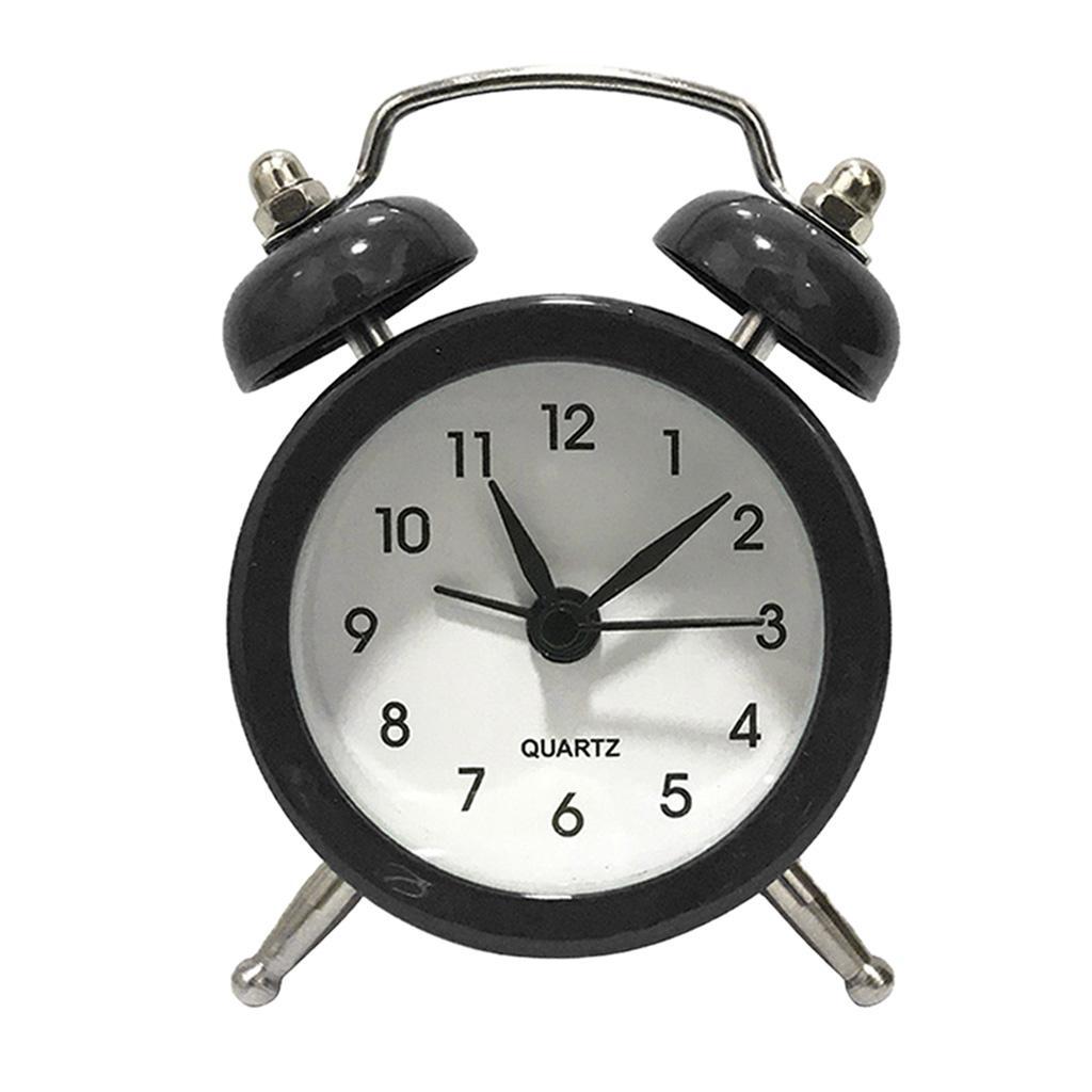 3X Battery Powered Quartz Alarm Clock, Loud Twin Bell, Bedside Clocks Black
