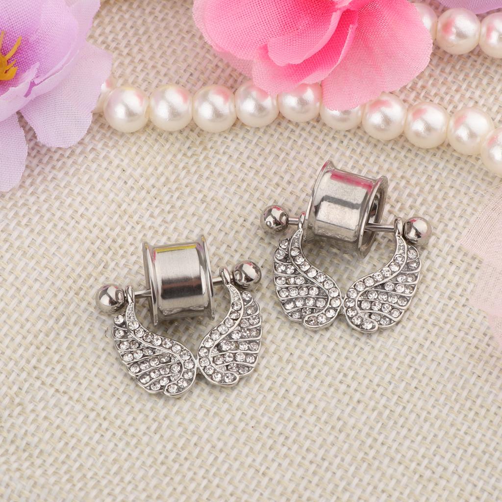 2 Pieces Stainless Steel Angel Wings Ear Plugs Tunnel Expander Gauges Bar