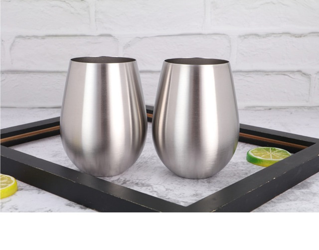 1 Ly cốc uống nước, bia, café, súc miệng không nắp hình quả trứng bằng thép không gỉ, inox 304 cao cấp