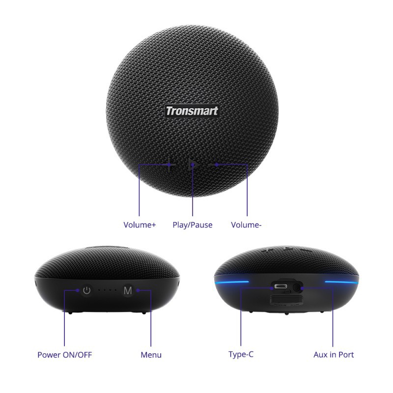 Loa Bluetooth 5.0 Tronsmart Splash 1 Tích hợp đèn LED Chống nước IPX7 Công suất 15W Công nghệ âm thanh SoundPulse TWS - Hàng chính hãng